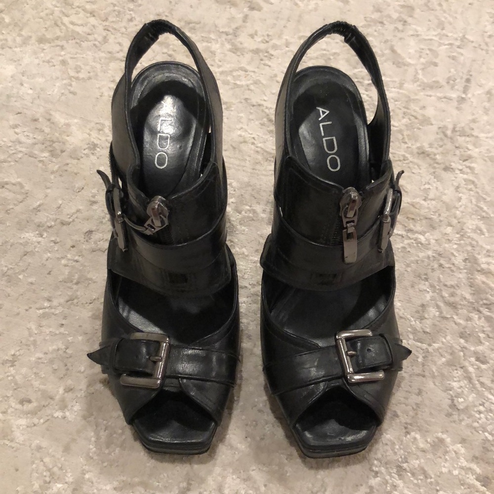 Aldo Black cage heels